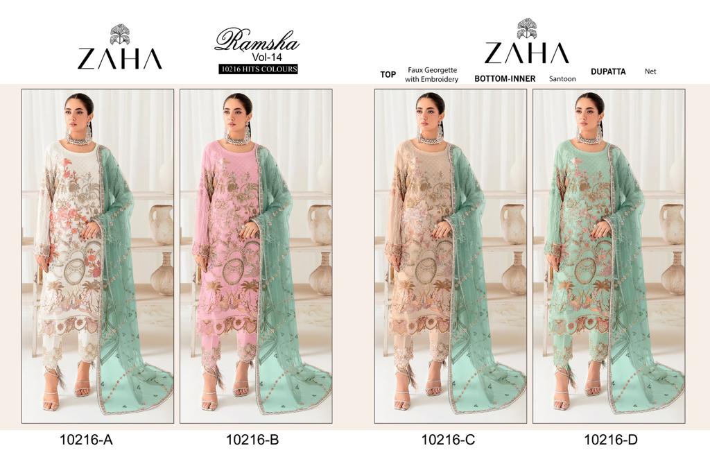 Ramsha Vol 4 By Zaha Georgette Pakistani Suits Catalog
